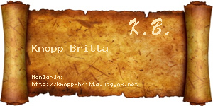 Knopp Britta névjegykártya